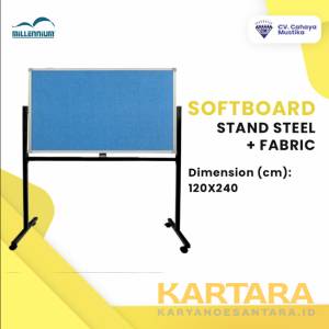 Millenium Softboard Fabric Stand Steel Uk. 120 x 240 cm Papan Pin